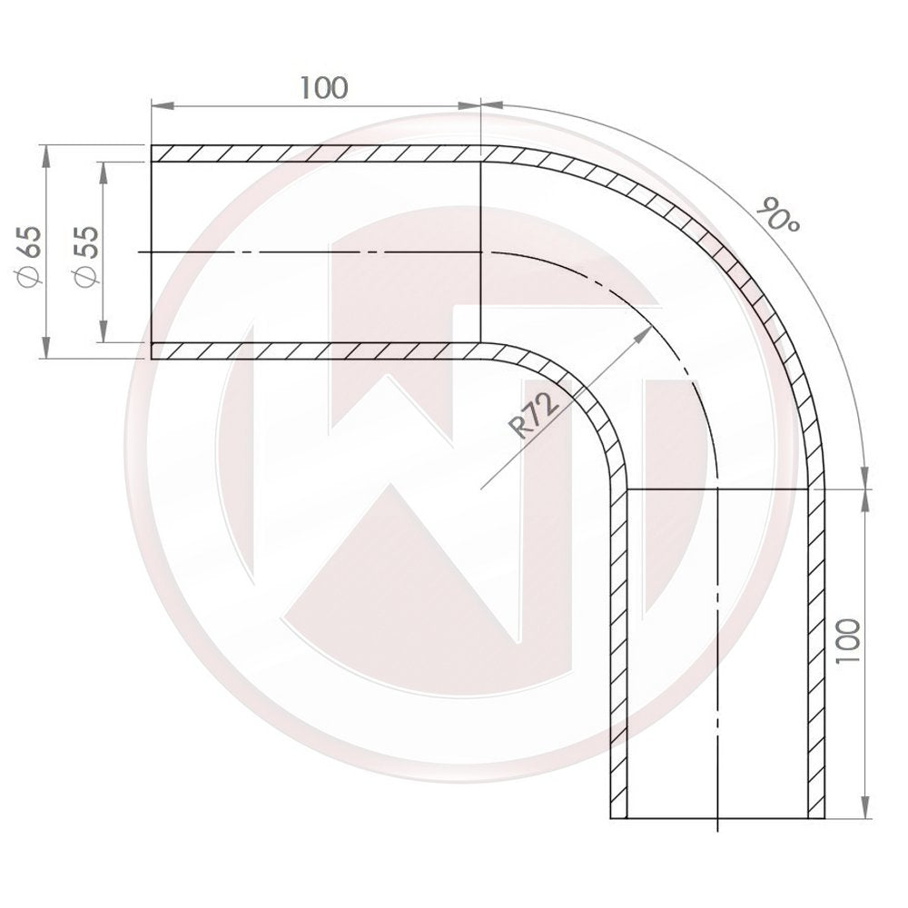 Ø55mm Silikonschlauch 90¶ø Bogen schwarz