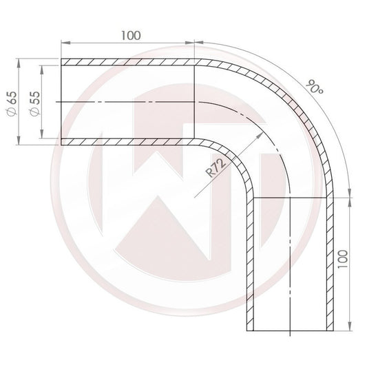 Ø55mm Silikonschlauch 90¶ø Bogen schwarz