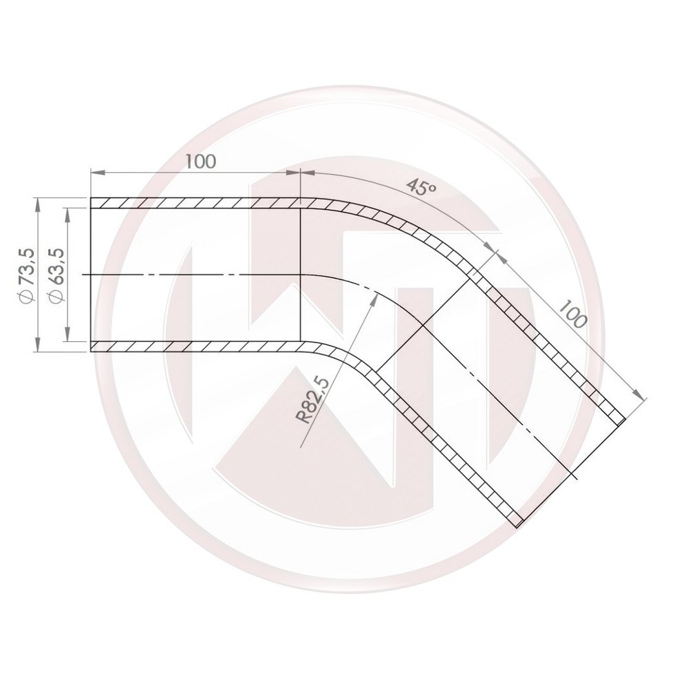 Ø63,5mm Silikonschlauch 45¶ø Bogen schwarz