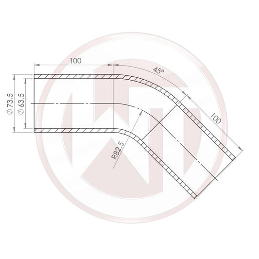Ø63,5mm Silikonschlauch 45¶ø Bogen schwarz