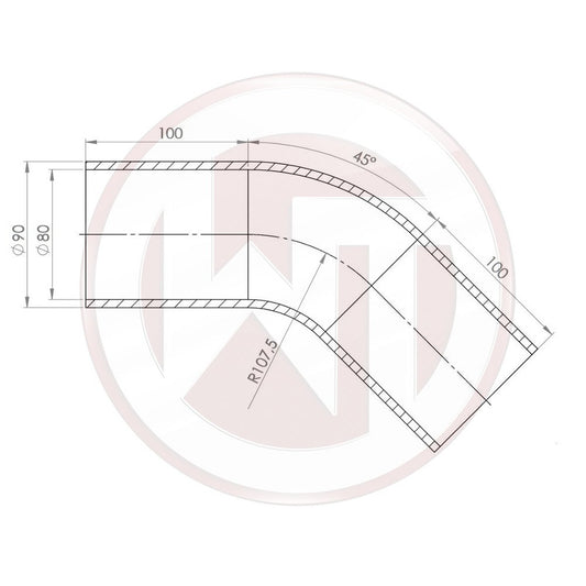 Ø80mm Silikonschlauch 45¶ø Bogen schwarz