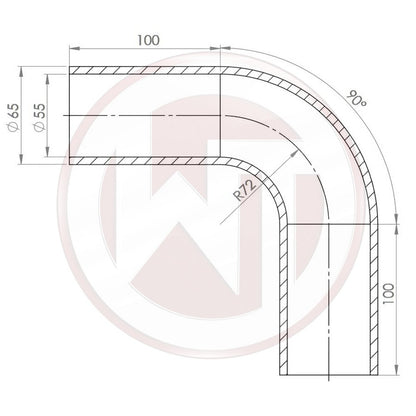Ø55mm Silikonschlauch 90¶ø Bogen schwarz