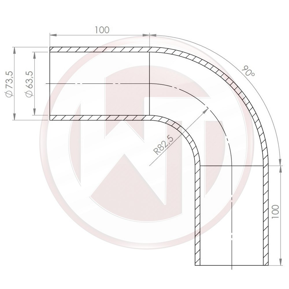 Ø63,5mm Silikonschlauch 90¶ø Bogen schwarz