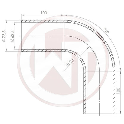 Ø63,5mm Silikonschlauch 90¶ø Bogen schwarz