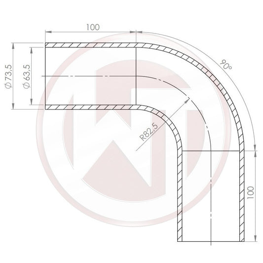 Ø63,5mm Silikonschlauch 90¶ø Bogen schwarz