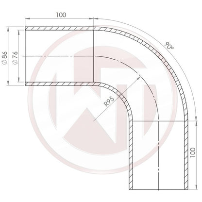 Ø76mm Silikonschlauch 90¶ø Bogen schwarz