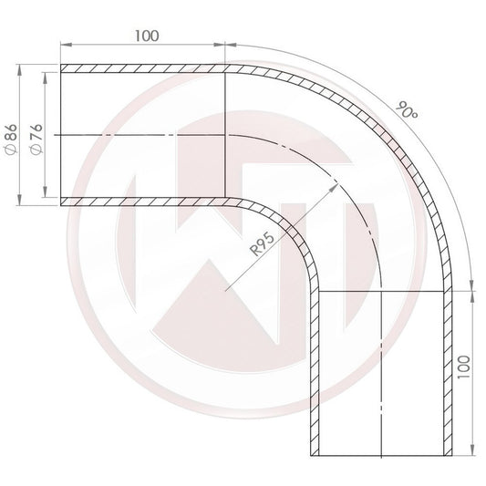 Ø76mm Silikonschlauch 90¶ø Bogen schwarz