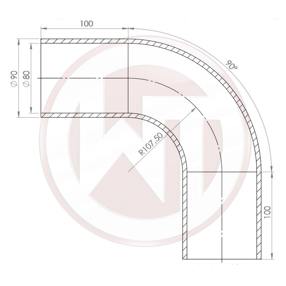 Ø80mm Silikonschlauch 90¶ø Bogen schwarz