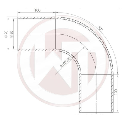 Ø80mm Silikonschlauch 90¶ø Bogen schwarz