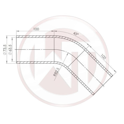 Ø63,5mm Silikonschlauch 45¶ø Bogen schwarz