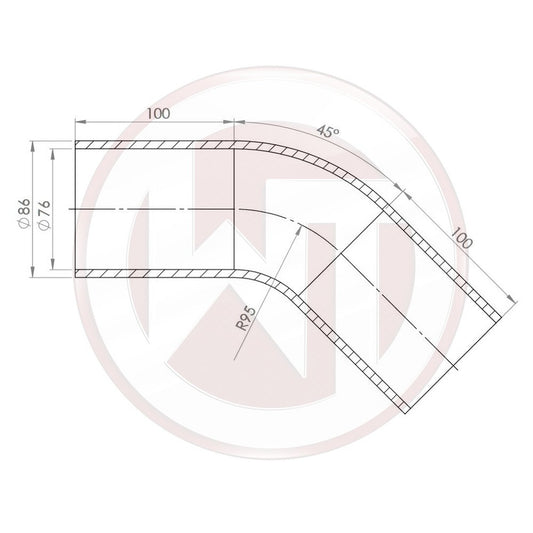 Ø76mm Silikonschlauch 45¶ø Bogen schwarz