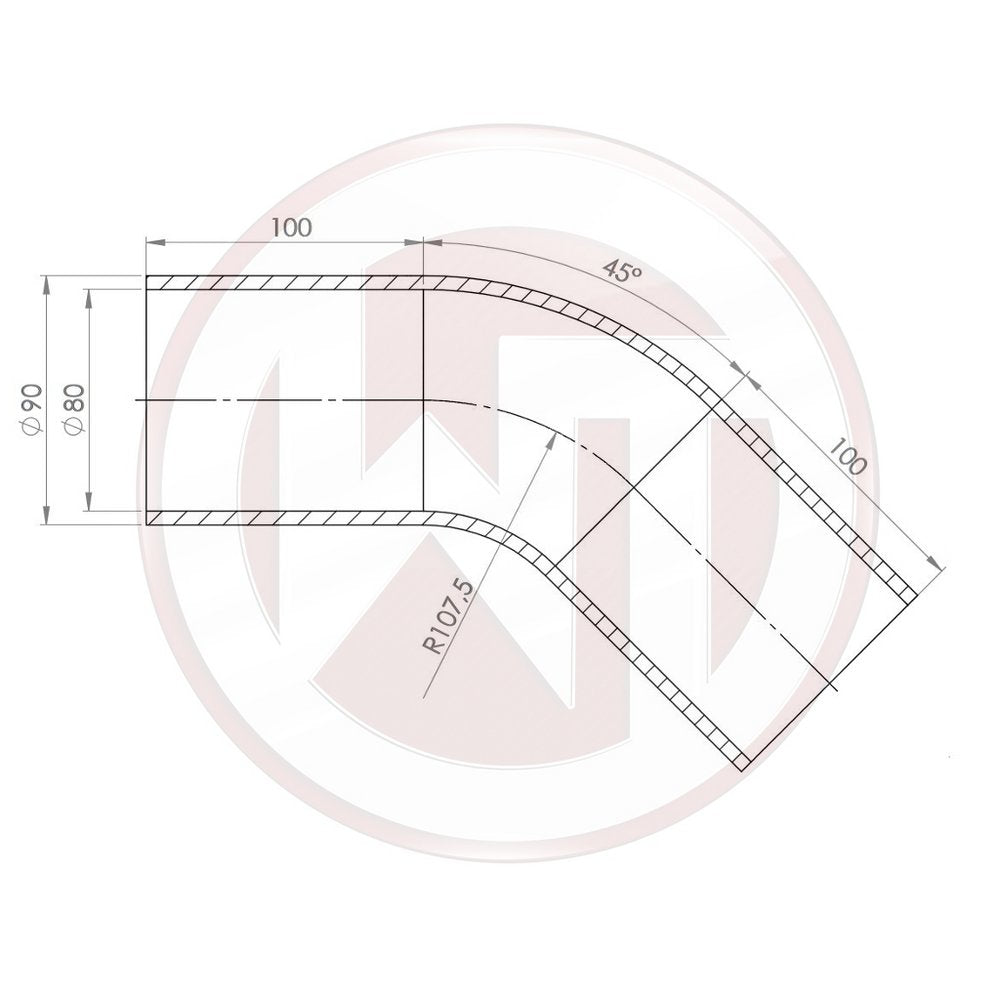 Ø80mm Silikonschlauch 45¶ø Bogen schwarz
