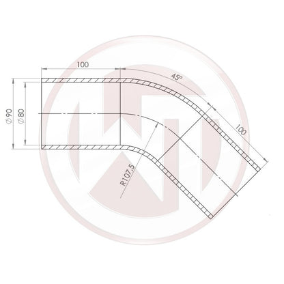 Ø80mm Silikonschlauch 45¶ø Bogen schwarz